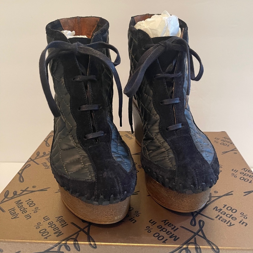 Flex quilted wedge booties